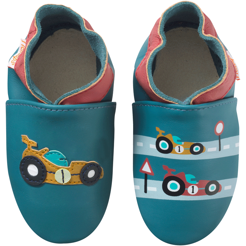 Chaussons bébé cuir souple Valentin la formule 1, TICHOUPS