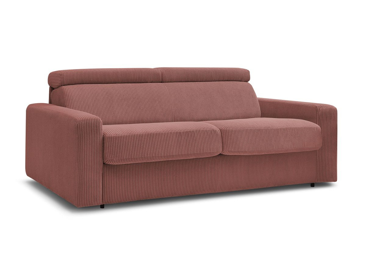 Canapé droit convertible 3 places en velours côtelé couchage 140x190 cm, MONACO, BOBOCHIC