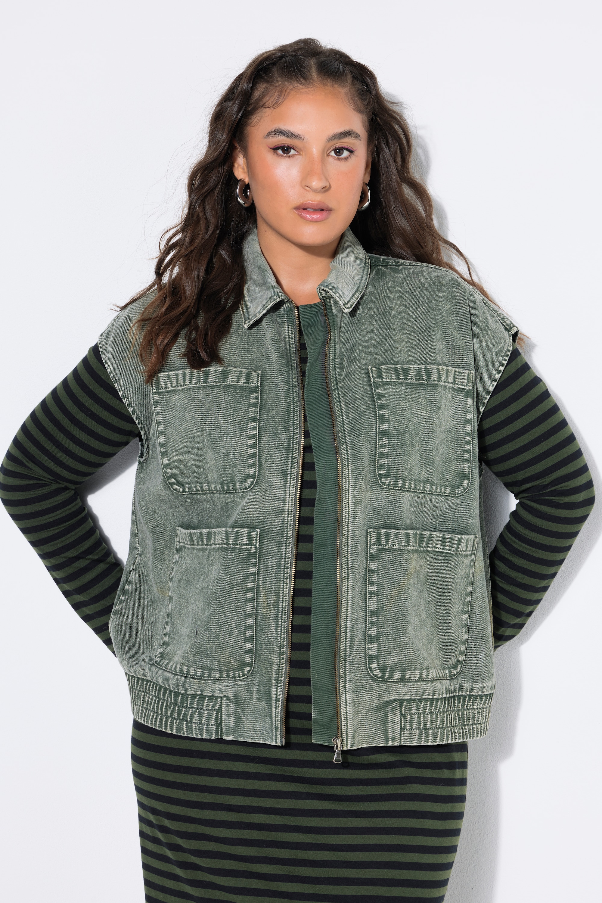 Gilet en jean, coupe blouson, délavé, STUDIO UNTOLD
