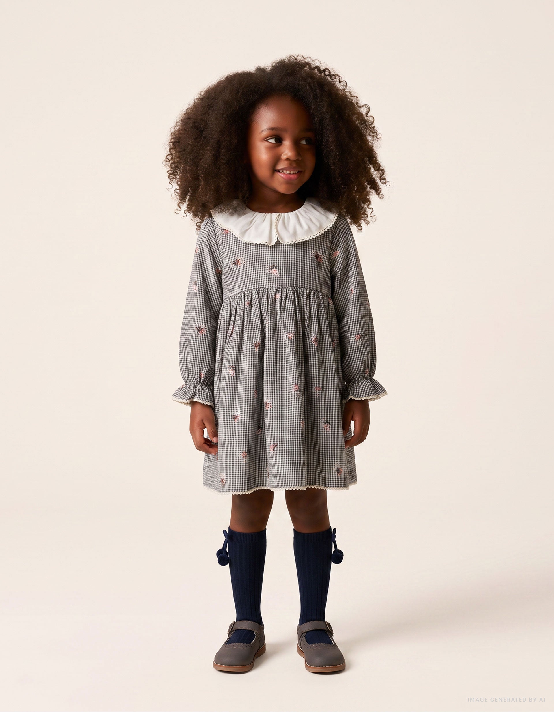 Robe en coton à motif Vichy et imprimé floral, ZIPPY