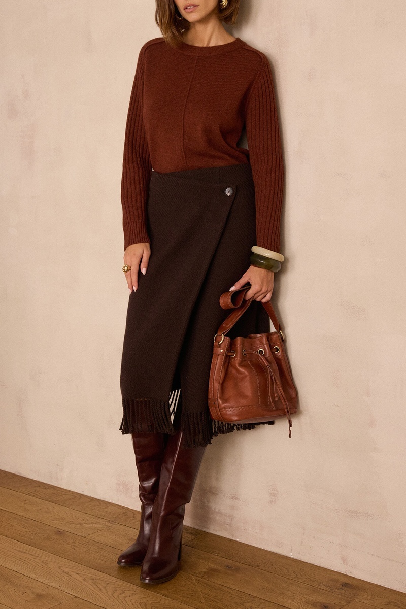 Jupe longue ELONA en laine, Maison 123