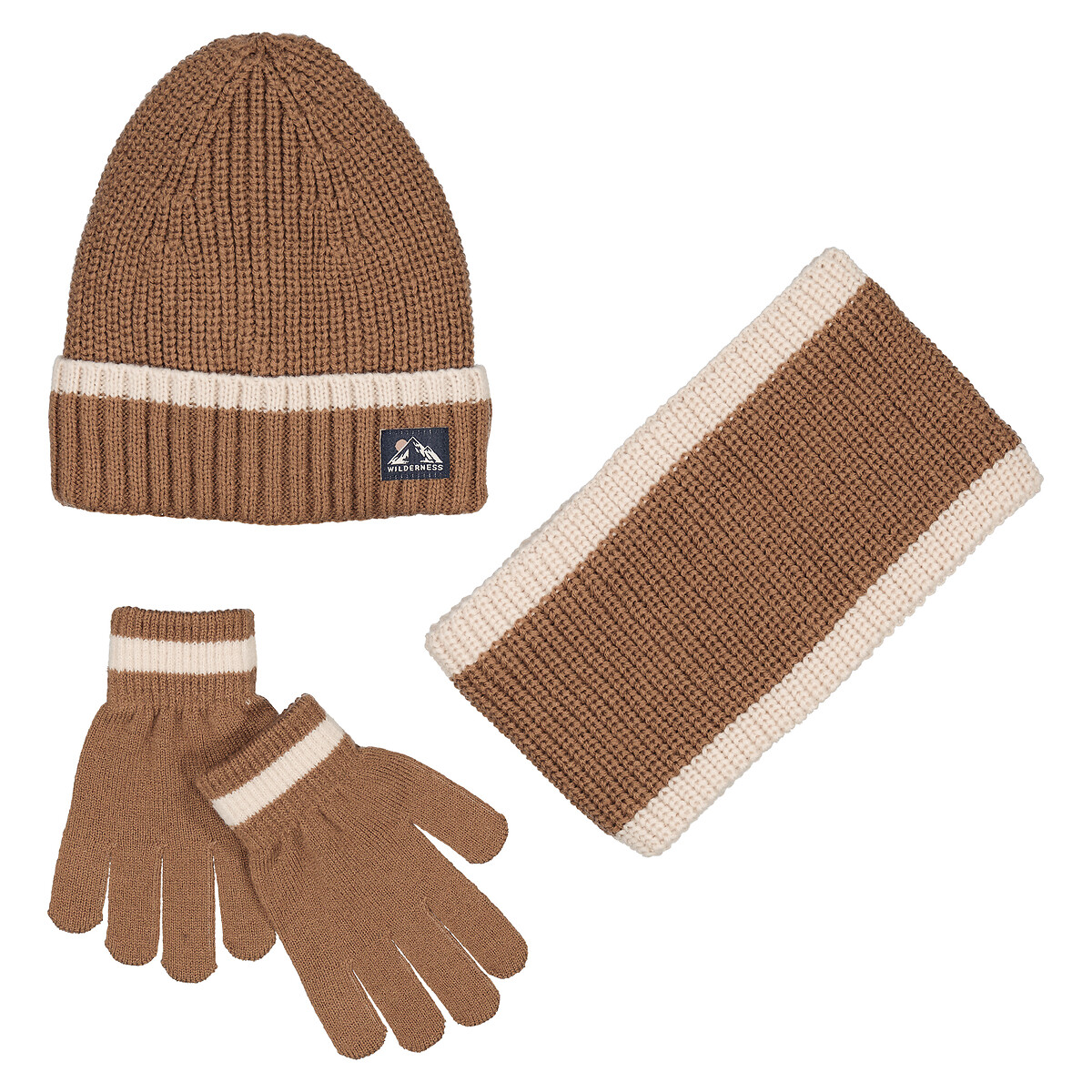 Hat, Snood and Gloves Set with Fleece Lining, LA REDOUTE COLLECTIONS