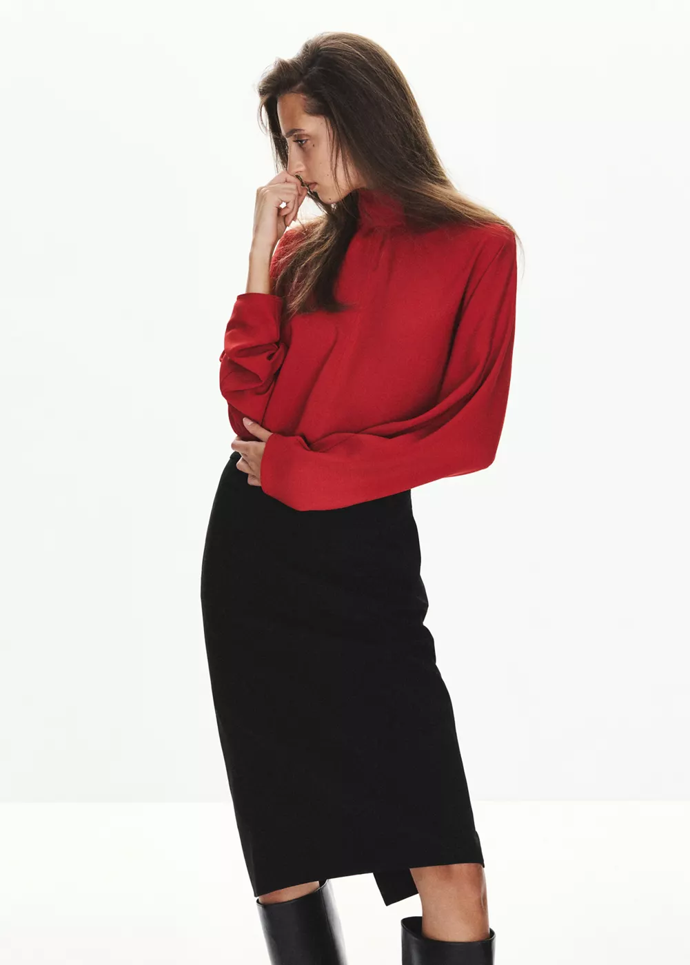 Chemisier droit col montant, MANGO
