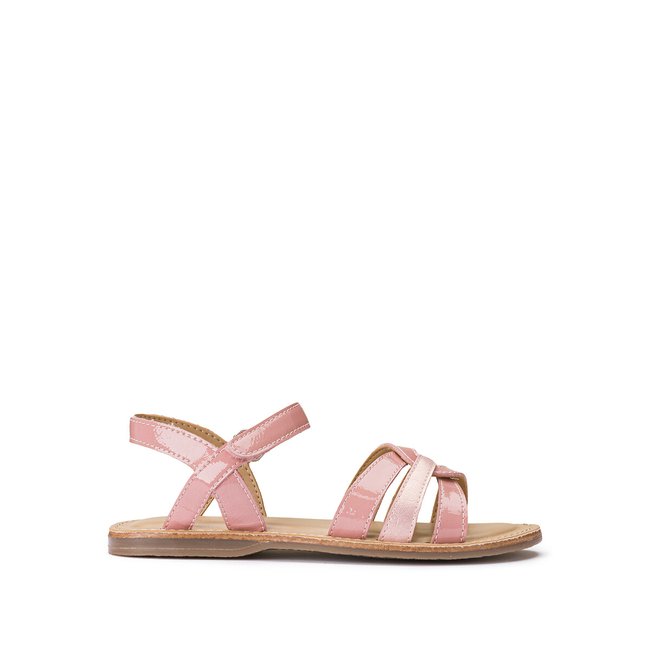 Kids patent sandals with touch 'n' close fastening pink La Redoute ...