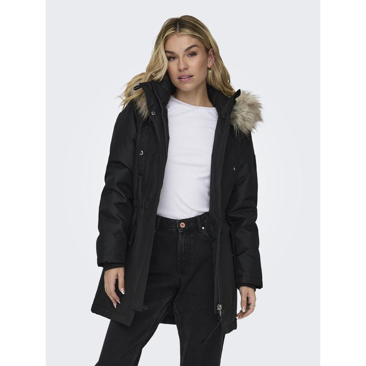 Parka femme noir capuche fausse fourrure La Redoute