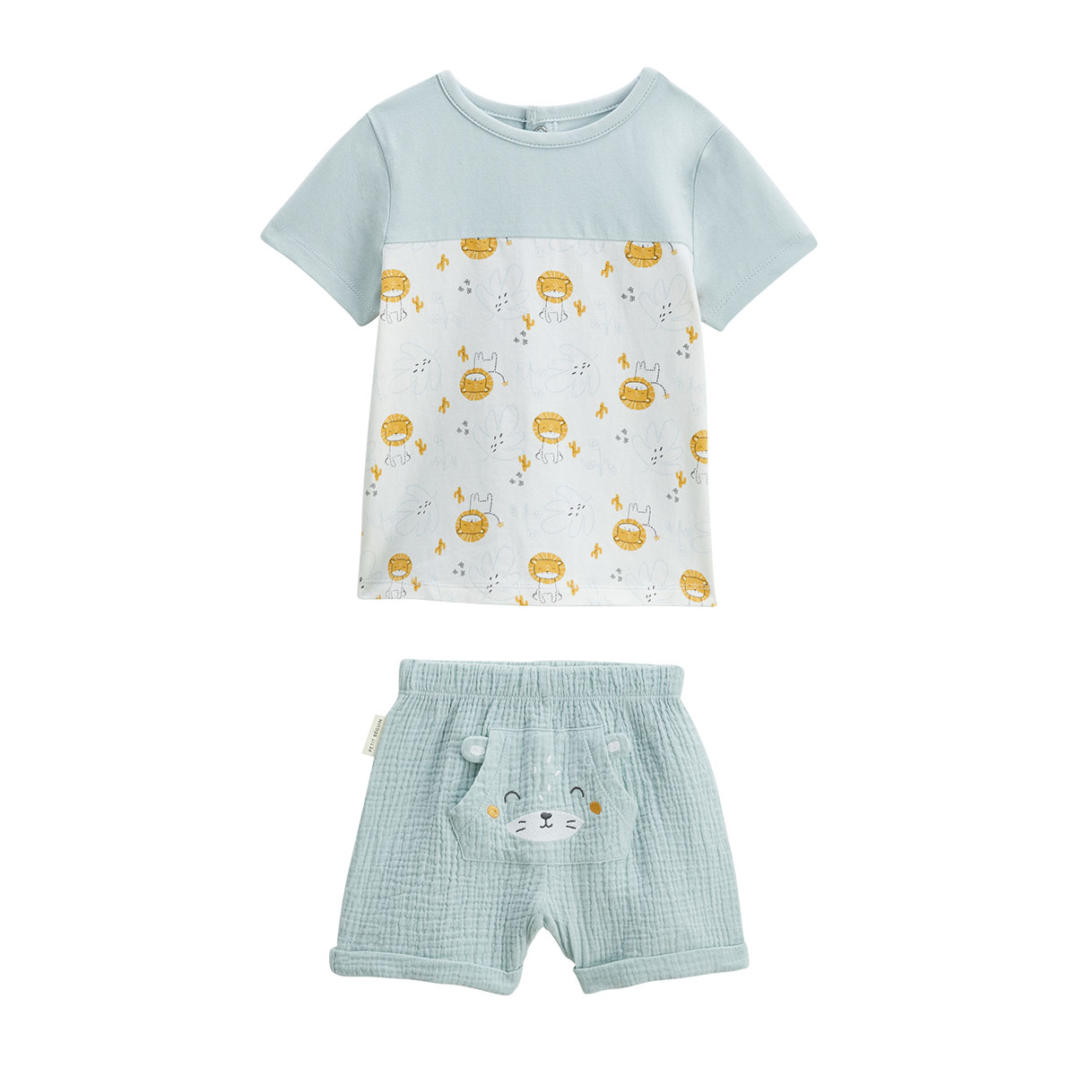 Ensemble bébé t-shirt et short en gaze de coton Elio, PETIT BEGUIN