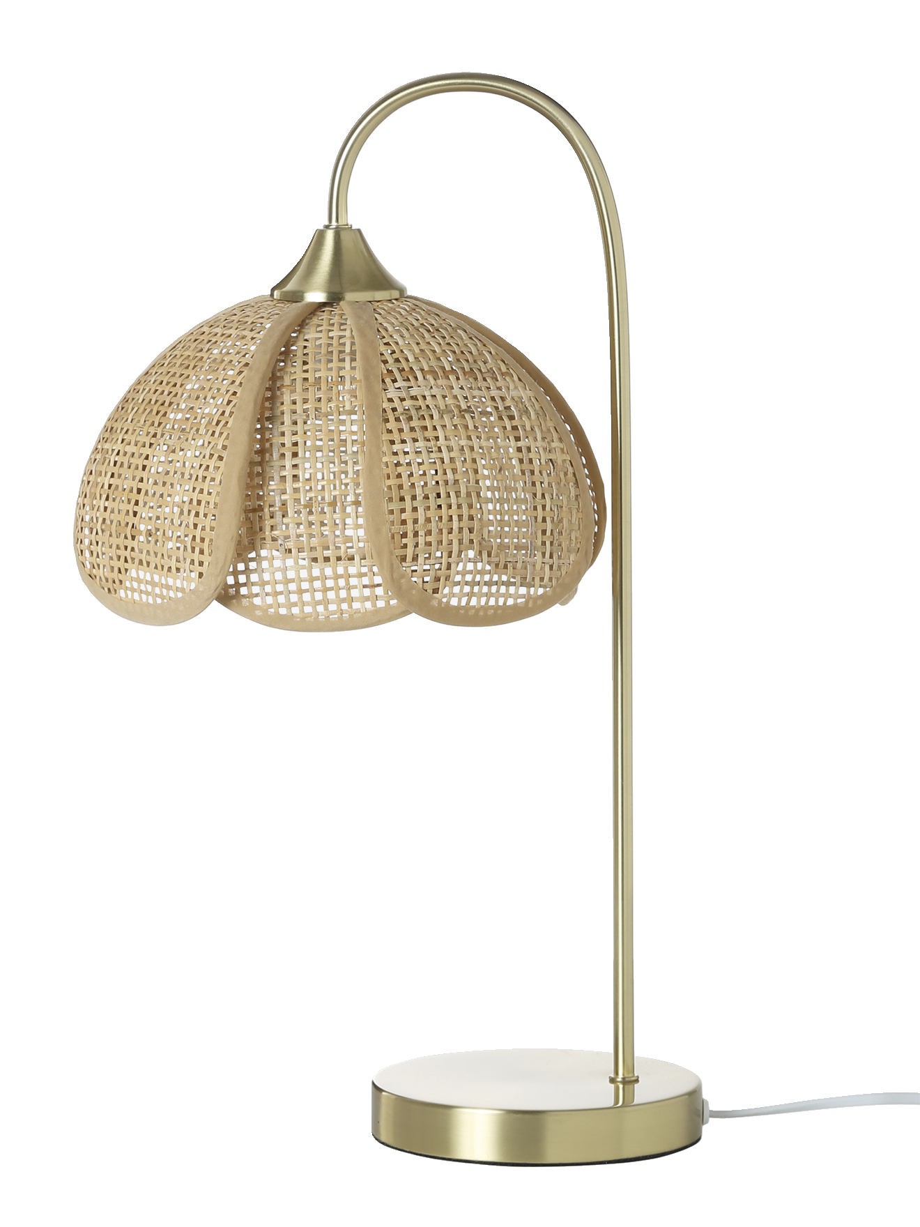 Lampe à poser fleur en rotin et pied en laiton, VERTBAUDET