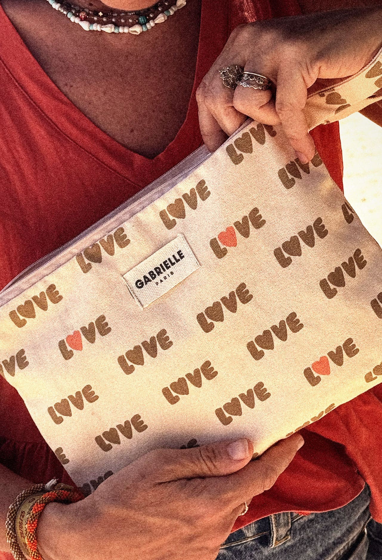 Pochette avec anse en coton, Love, GABRIELLE PARIS