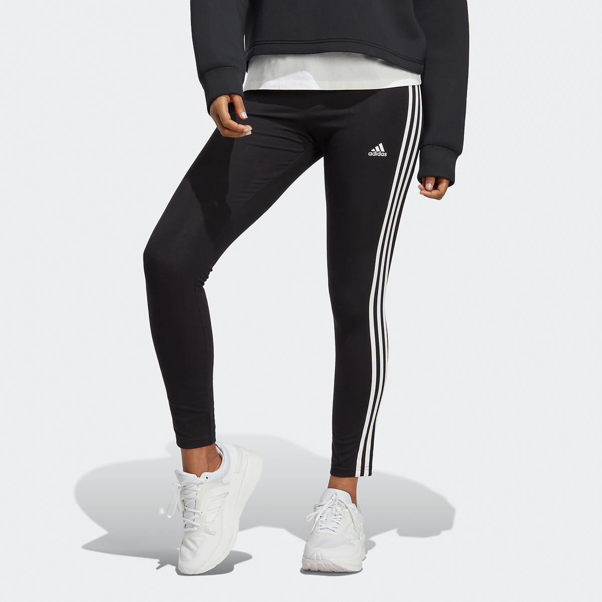 Leggings essentials 3-stripes, cintura subida preto Adidas