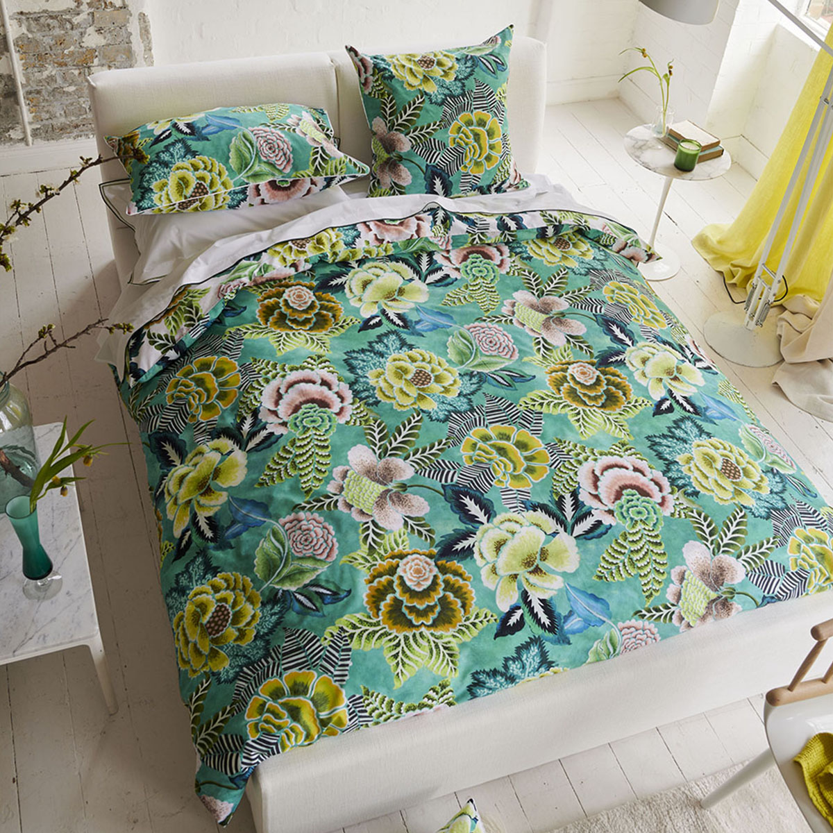 Housse de couette imprimée en percale de coton, ROSE DE DAMAS, DESIGNERS GUILD