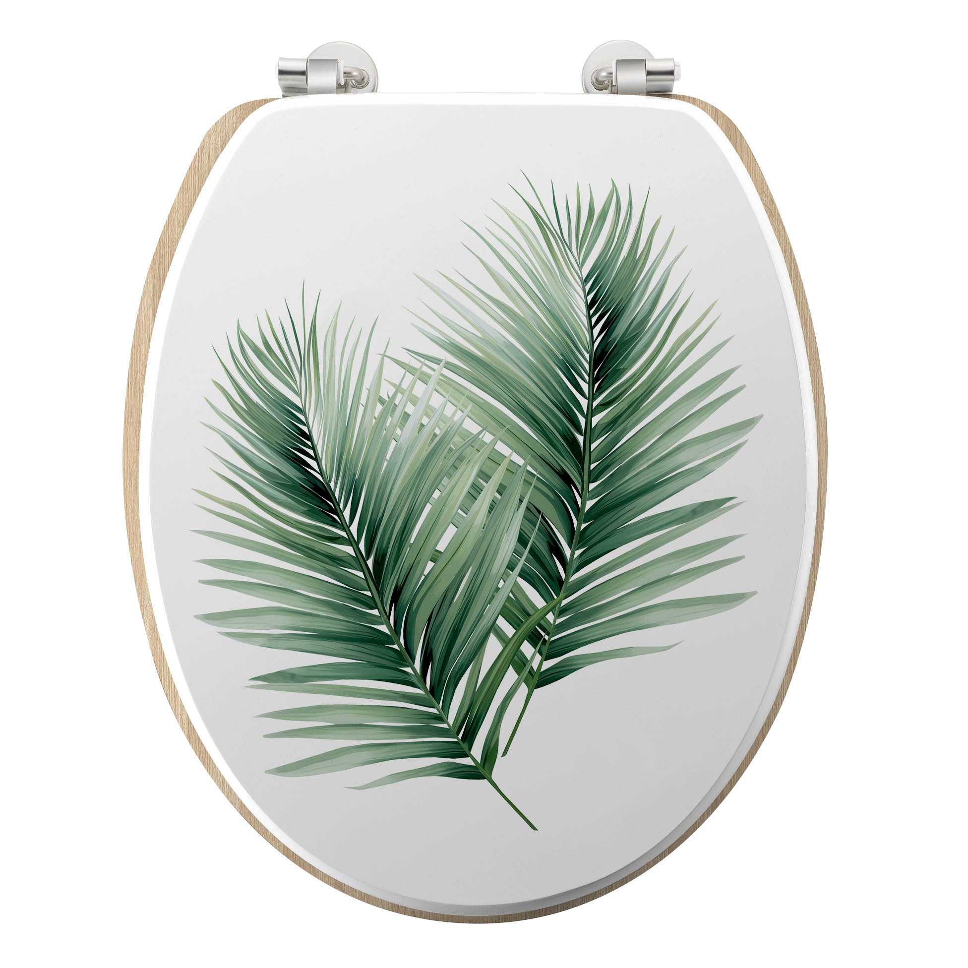 Abattant WC 37 x 46 cm charnieres metal Feuillage tropical vert, EDEN
