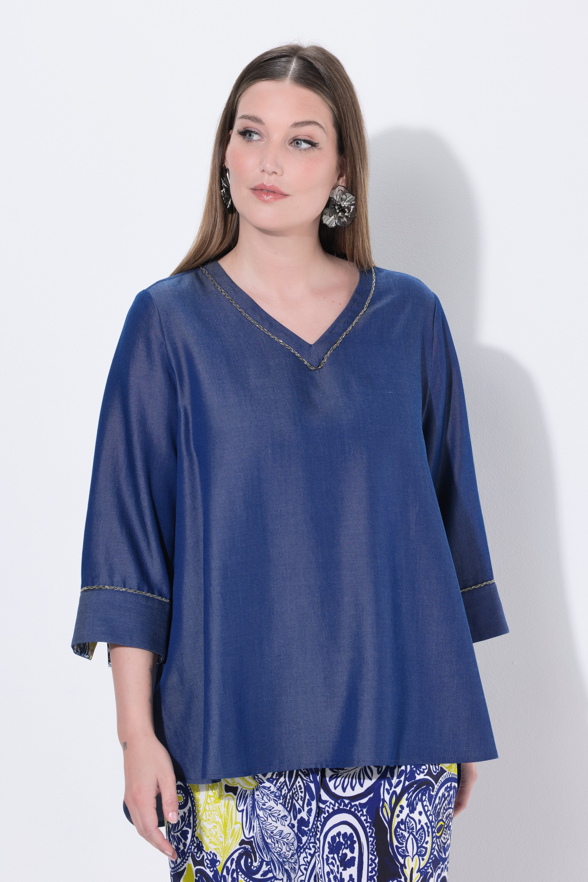 Blouse en Lyocell aspect jean, ULLA POPKEN