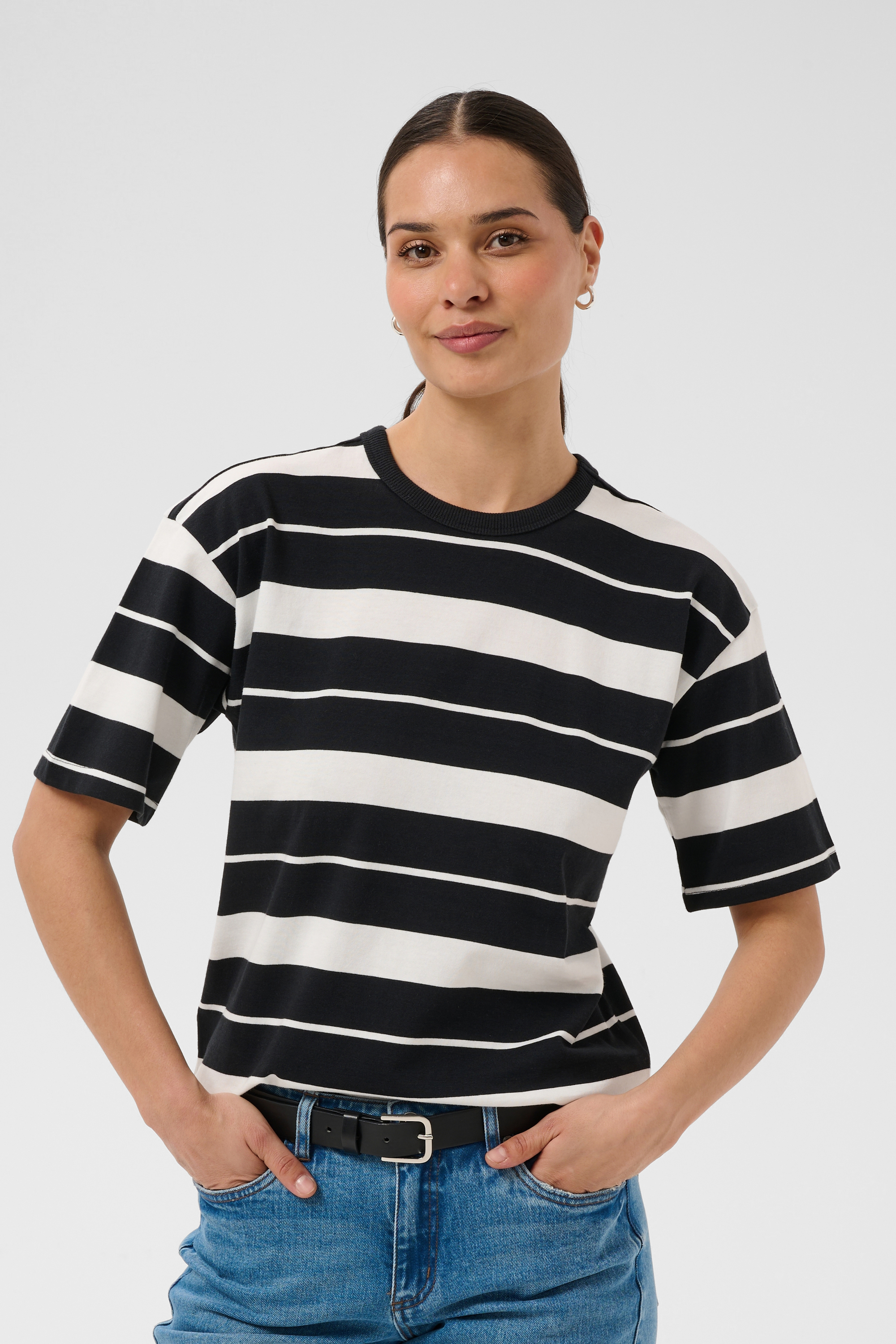 T-shirt col rond manches mi-longues, KAFFE