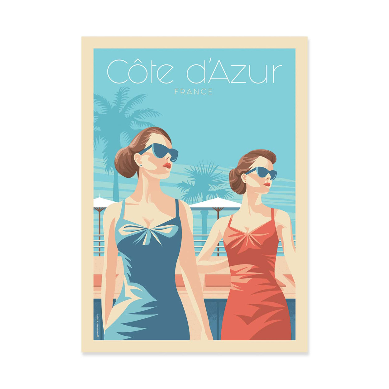 Affiche d'art - Cote d'Azur Ladies - Olahoop Travel Posters, WALL EDITIONS