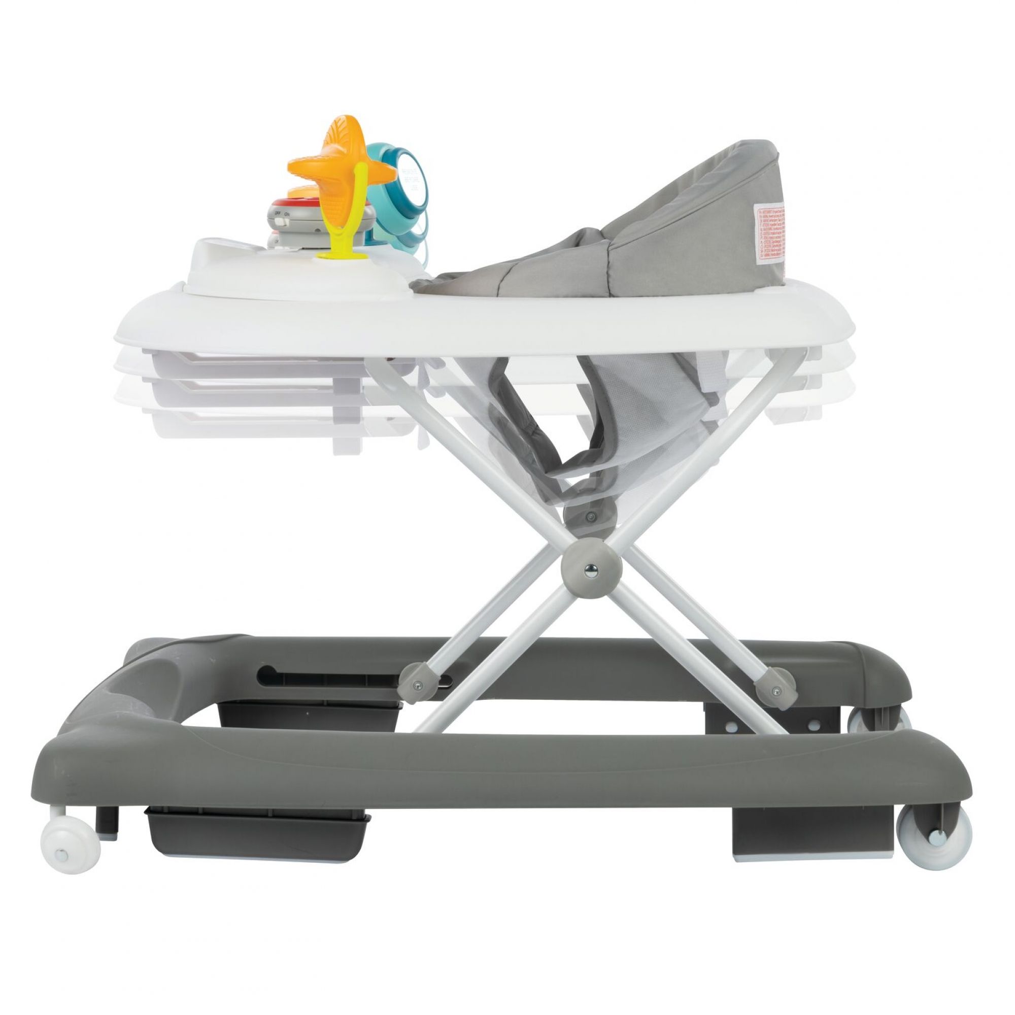 Trotteur Bébé Bebeconfort Explorer – Plateau Musical Amovible – Pliable – 6-18 Mois – Jusqu’à 12 Kg – Gray Mist