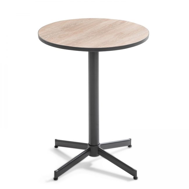 Table bistrot ronde plateau céramique effet bois, Tivoli - OVIALA