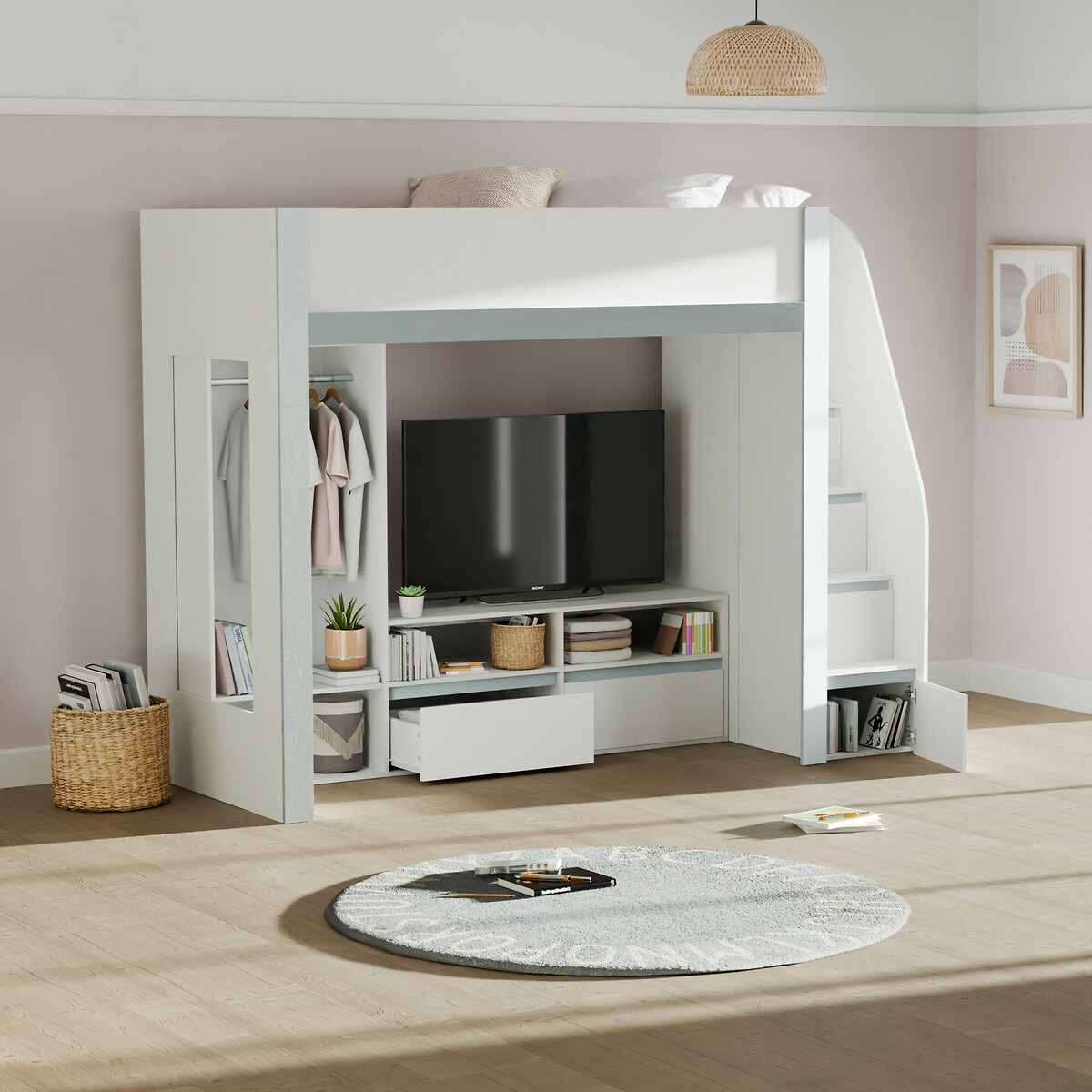 Raya Wood Highsleeper TV Bed, SO'HOME