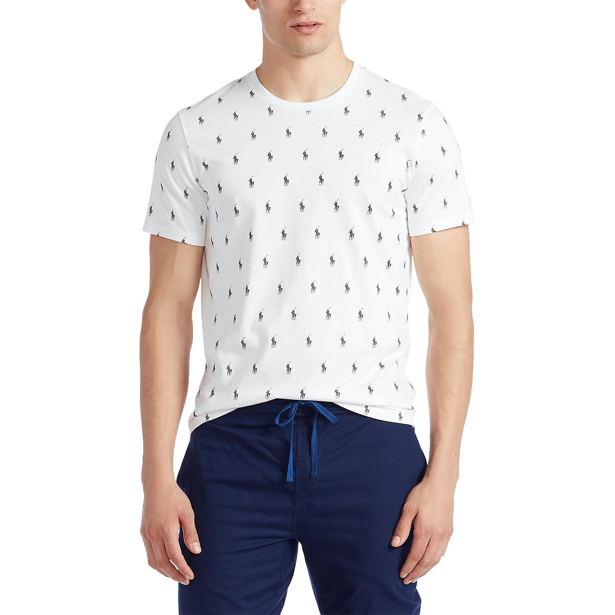 Cotton pyjama t-shirt with pony player print , navy print, Polo Ralph Lauren  | La Redoute