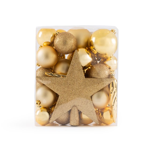 Box of 33 Caspar Golden Christmas Baubles, gold-coloured, LA REDOUTE INTERIEURS