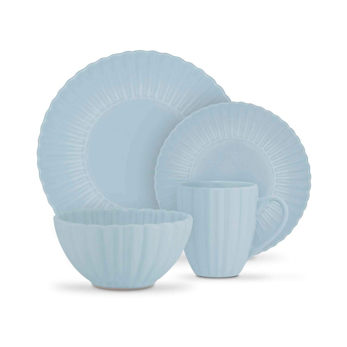 16-Piece Scallop Stoneware Dinner Set, SWAN