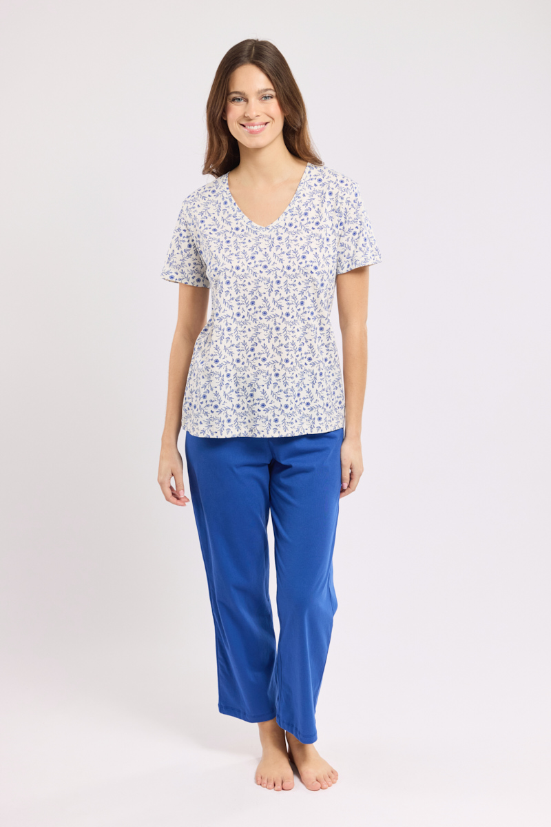 Pyjama corsaire fleuri - coton, ARMOR-LUX
