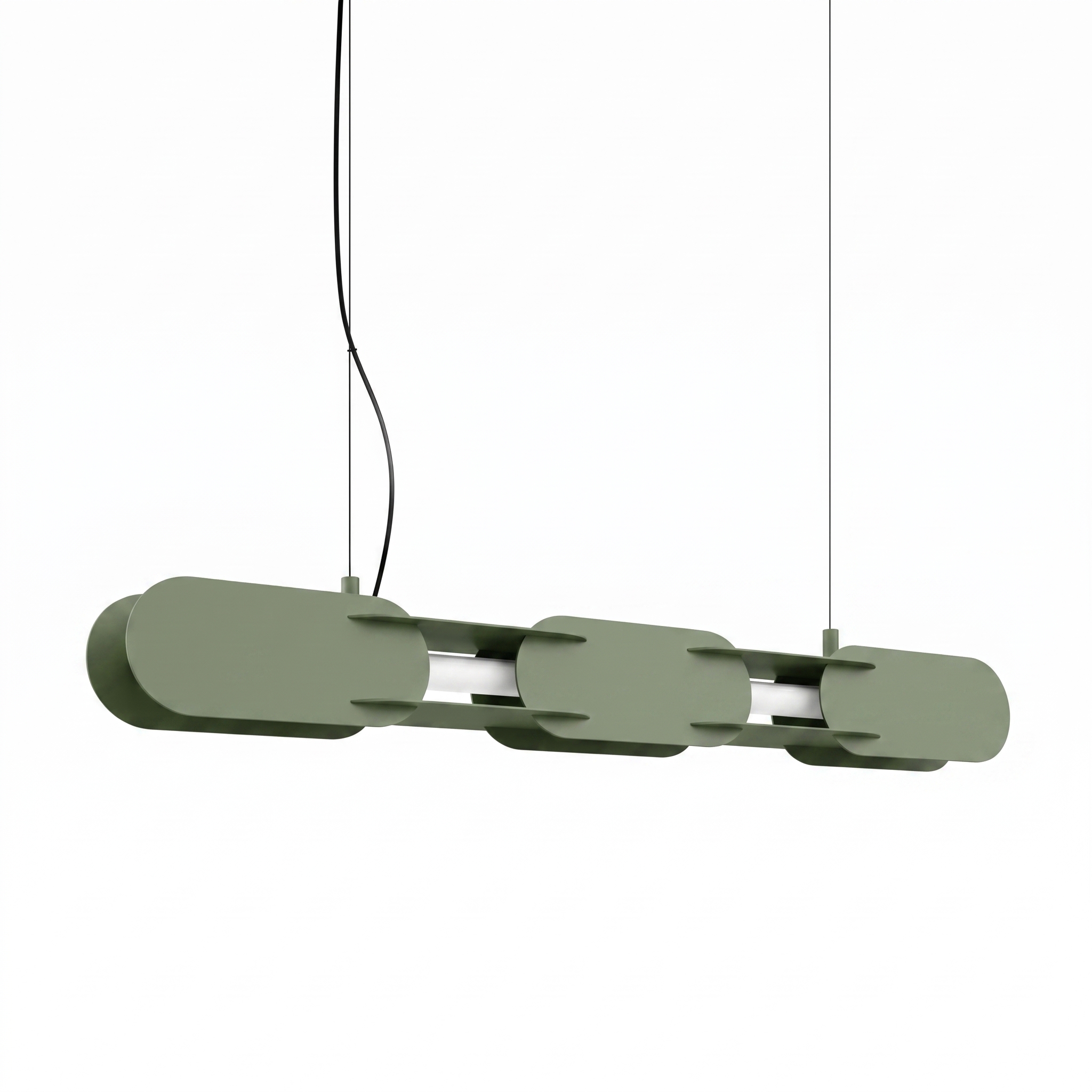 Suspension Acier Vert Olive LED 1 Chain, EDEN