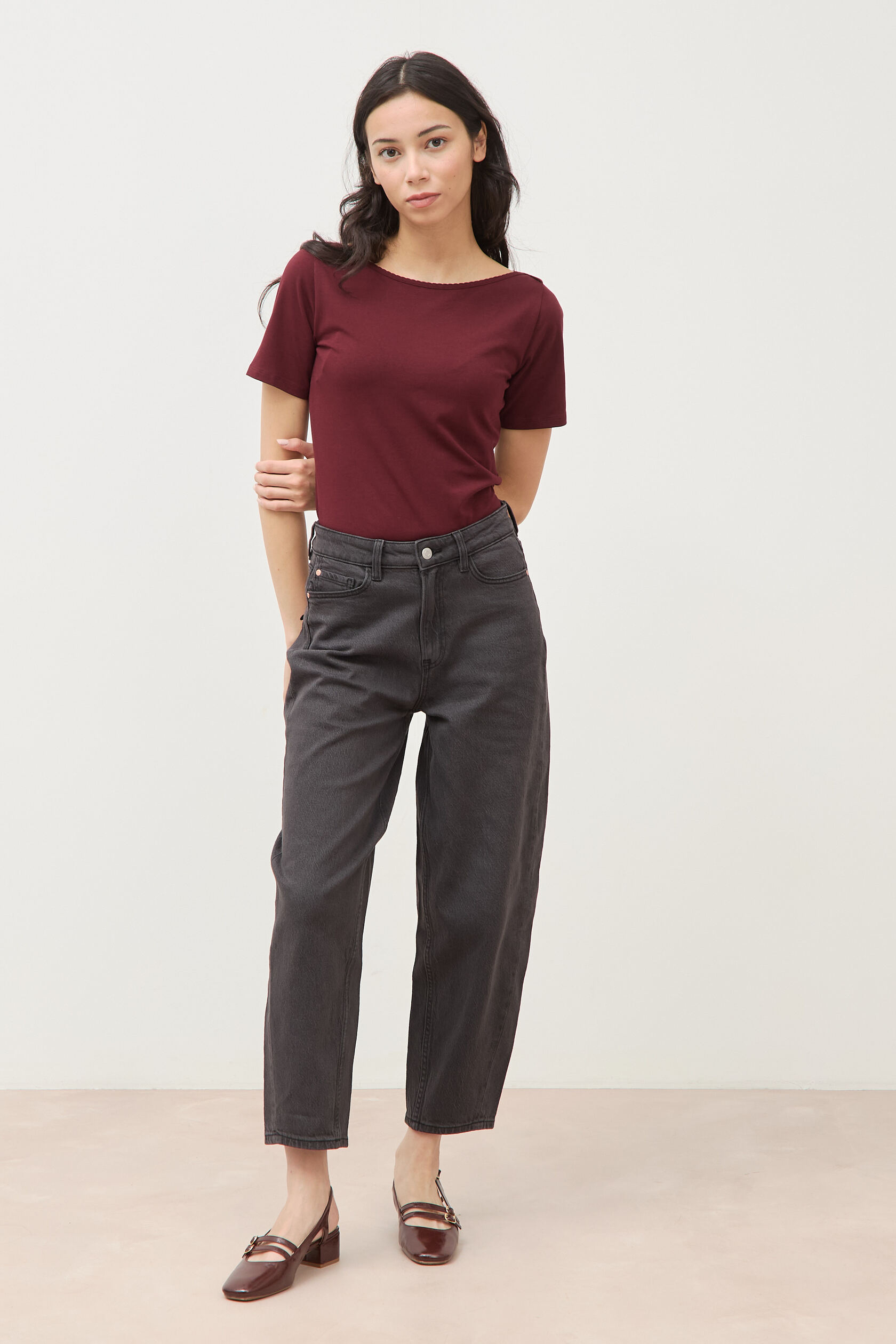 Jeans barrel  taille haute 7/8ème, BONOBO