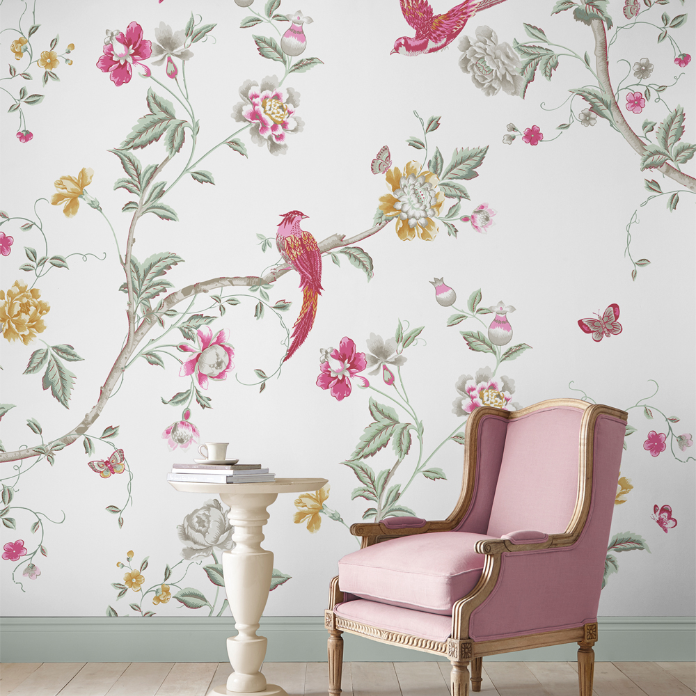 Papier peint panoramique fleuri Jardin d'oiseaux, LAURA ASHLEY