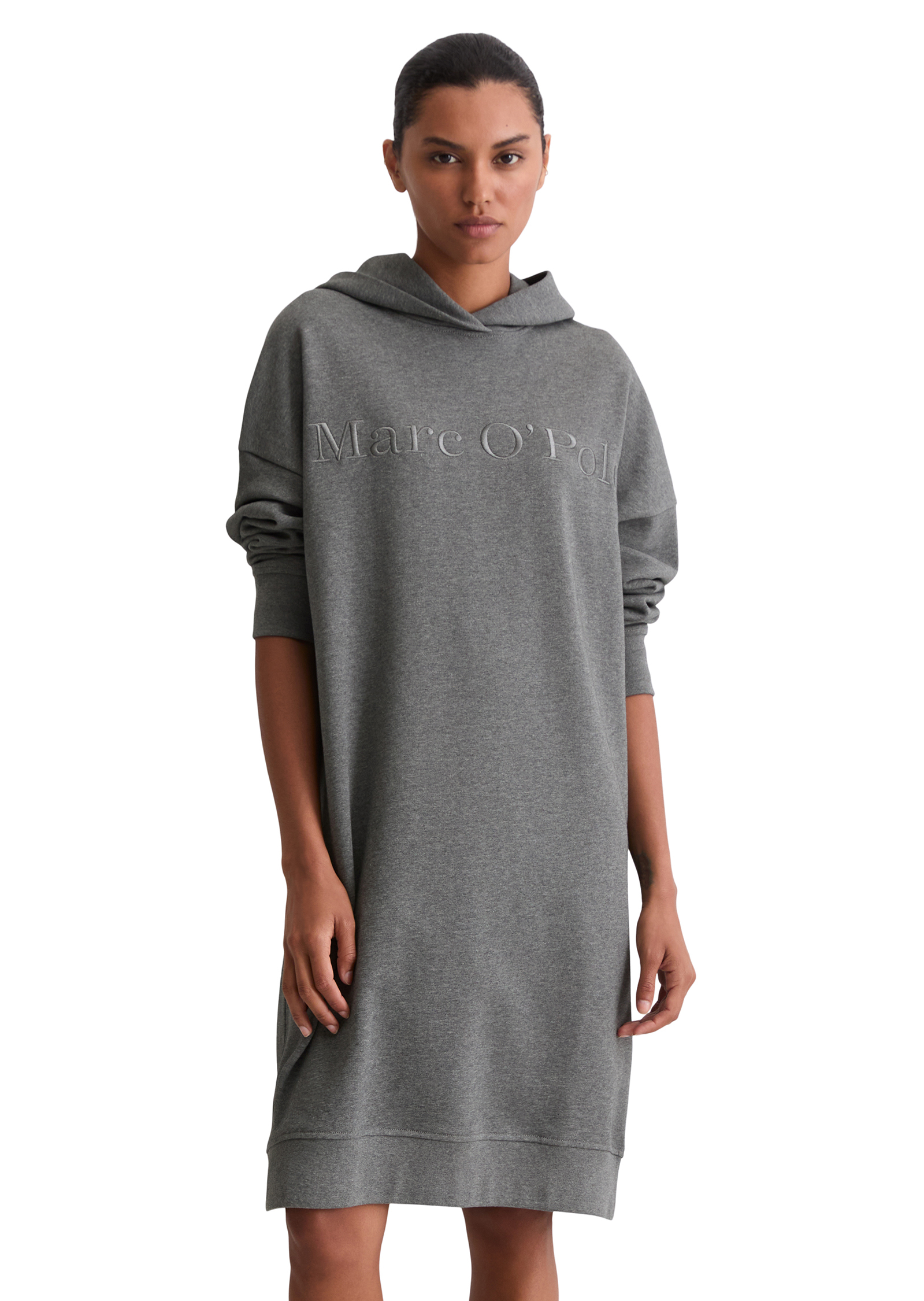 Robe à capuche avec logo relaxed en pur coton bio, MARC O'POLO