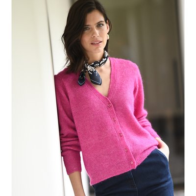 Alpaca/Recycled Buttoned Cardigan with V-Neck ANNE WEYBURN