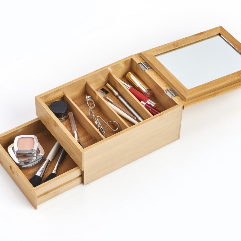 Boite à bijoux bois bambou avec miroir, ZELLER PRESENT