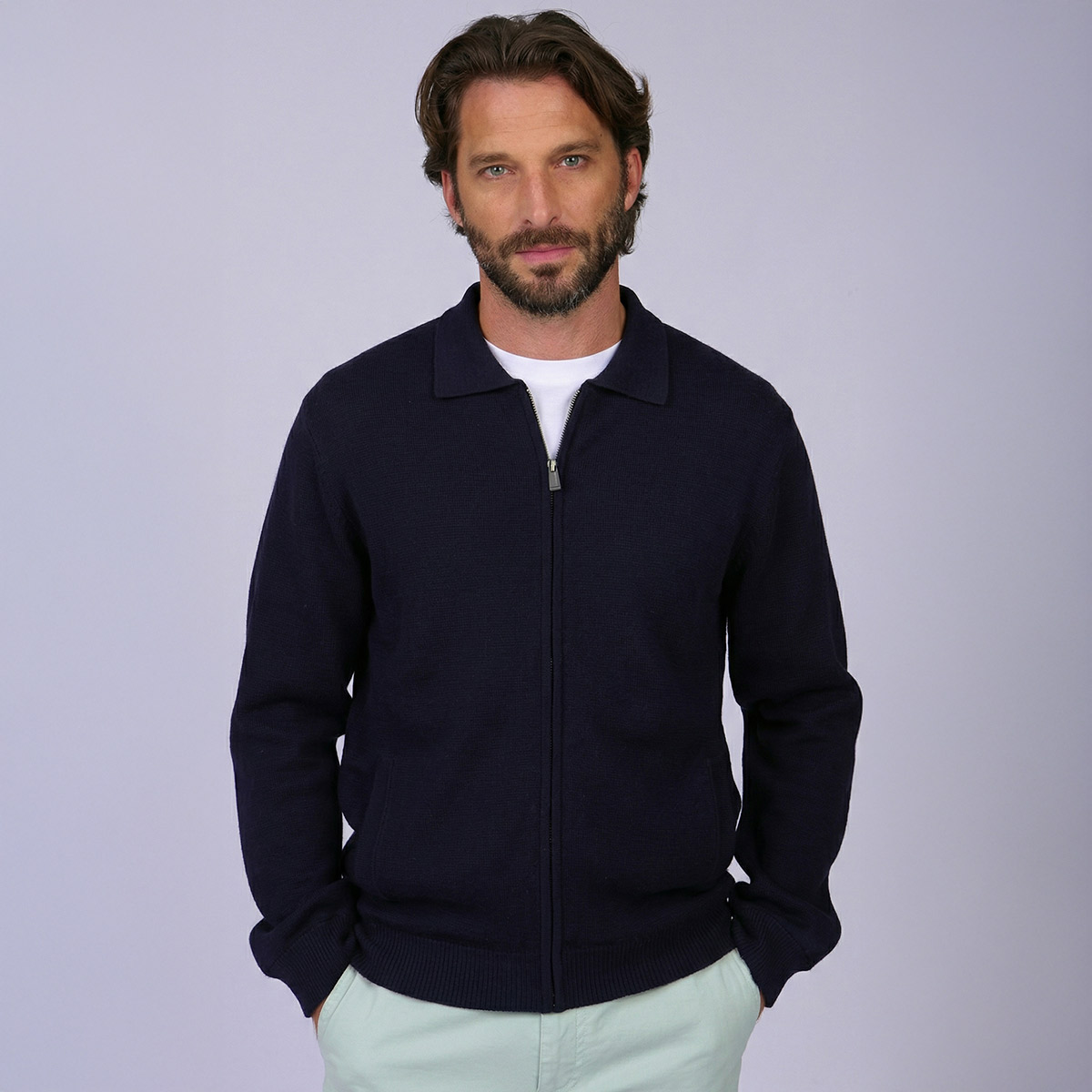 Cardigan zippé Gustave, MISE AU GREEN