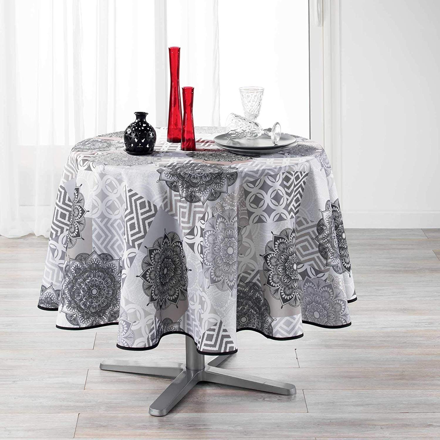 Nappe Flamenco gris 180 cm, EDEN