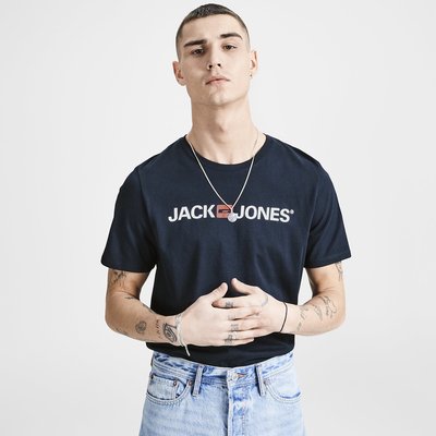 Camiseta con cuello redondo y manga corta, con estampado delante JACK & JONES