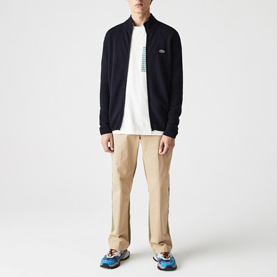 Wool High Neck Cardigan with Zip Fastening LACOSTE