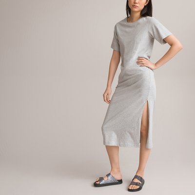 Midaxi T-Shirt Dress with Crew Neck and Short Sleeves LA REDOUTE COLLECTIONS