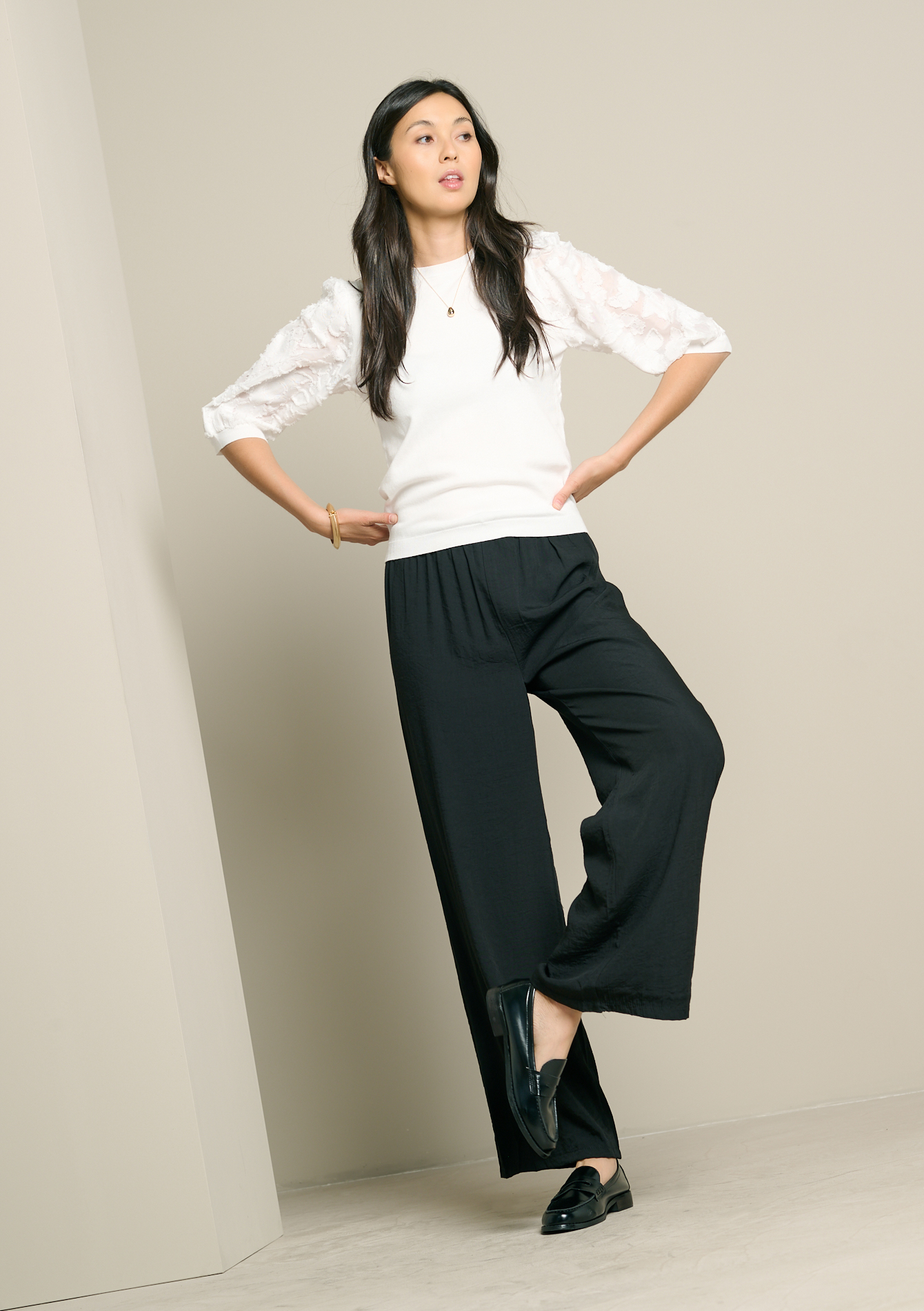 Pantalon large effet lin, LOLALIZA