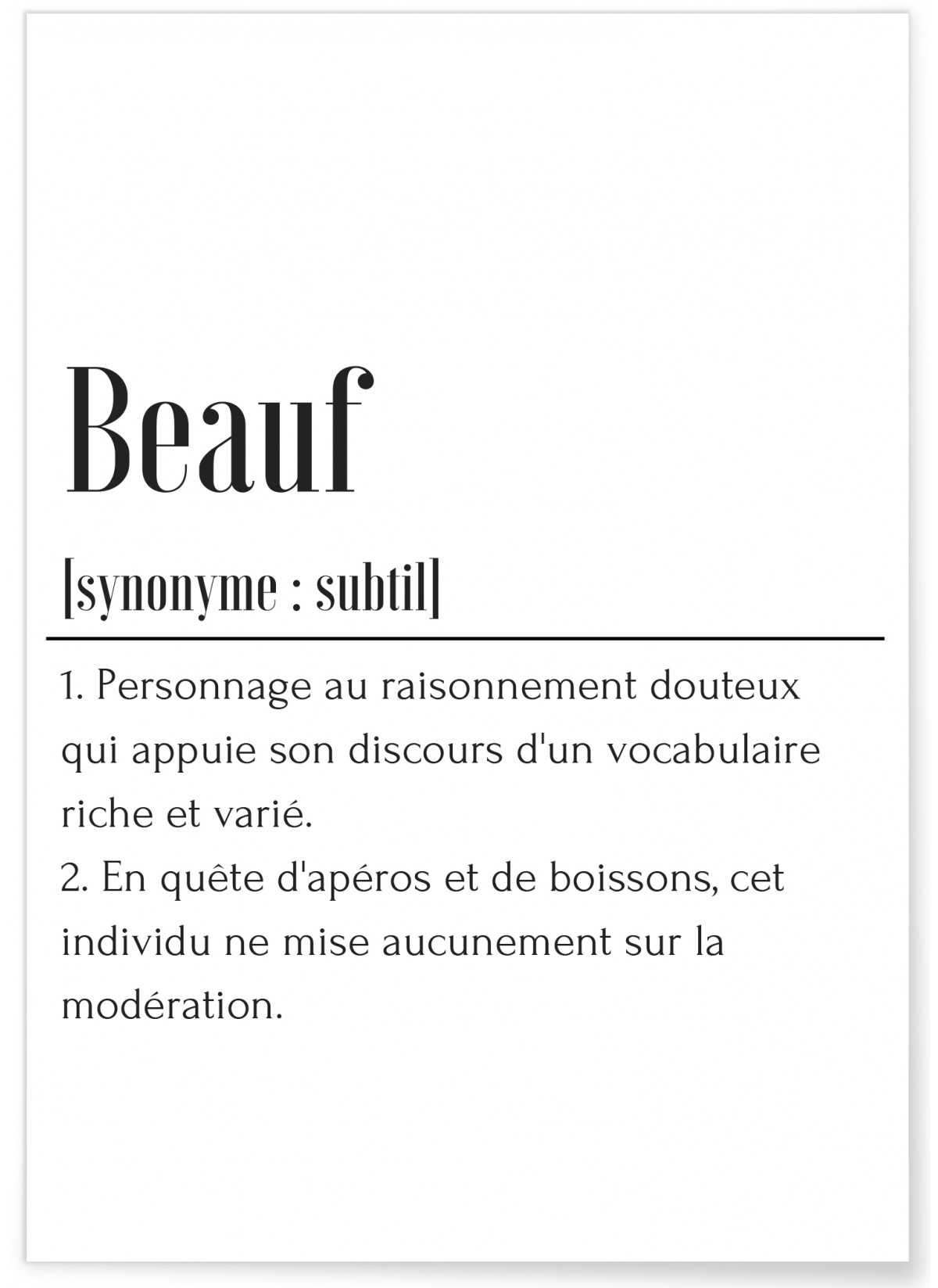 Affiche Définition Beauf, L'AFFICHERIE