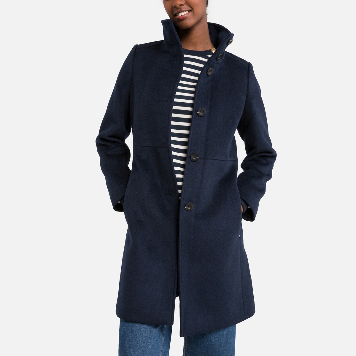 Manteau laine bleu marine femme La Redoute