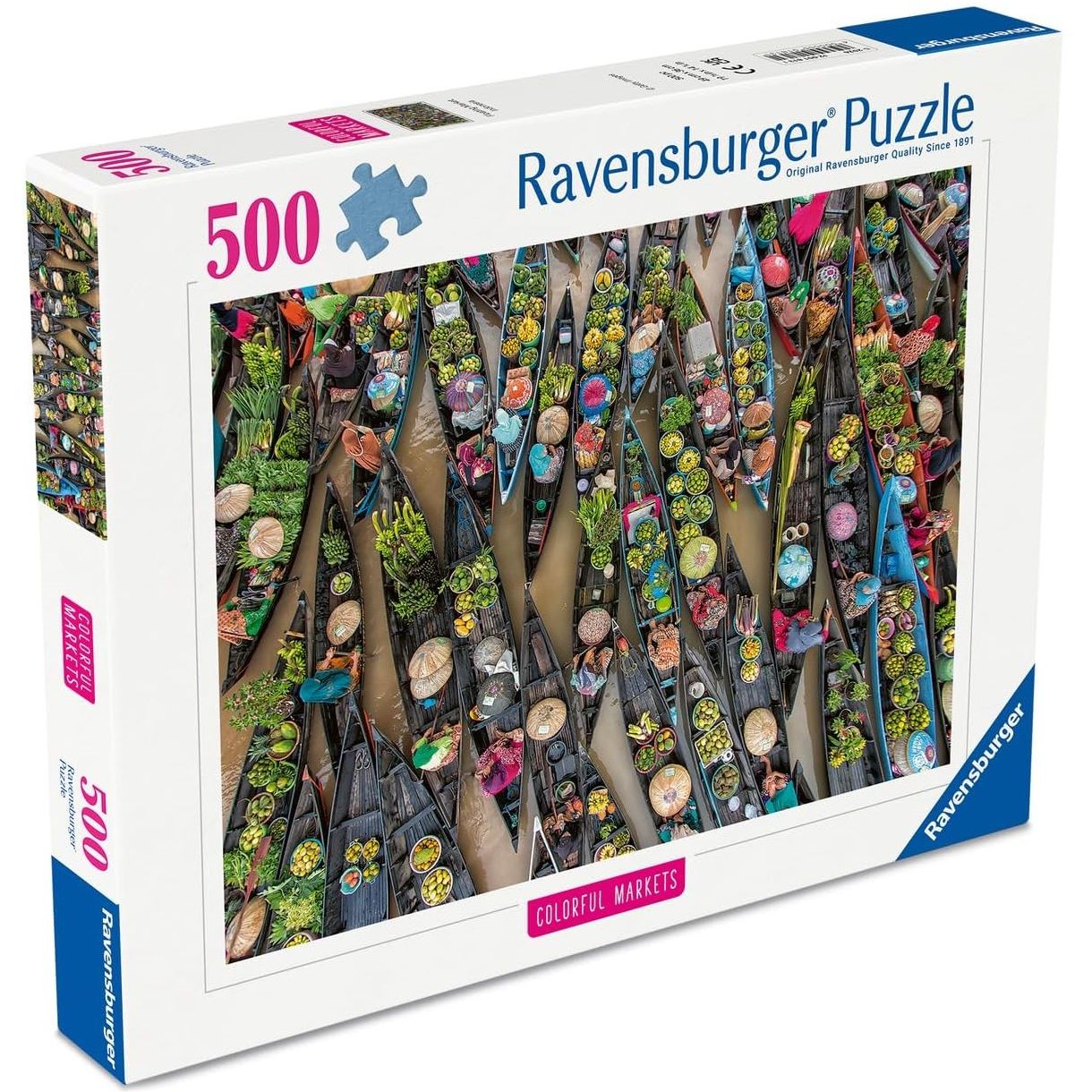 Puzzle Marché flottant en Indonésie 500 pcs, RAVENSBURGER