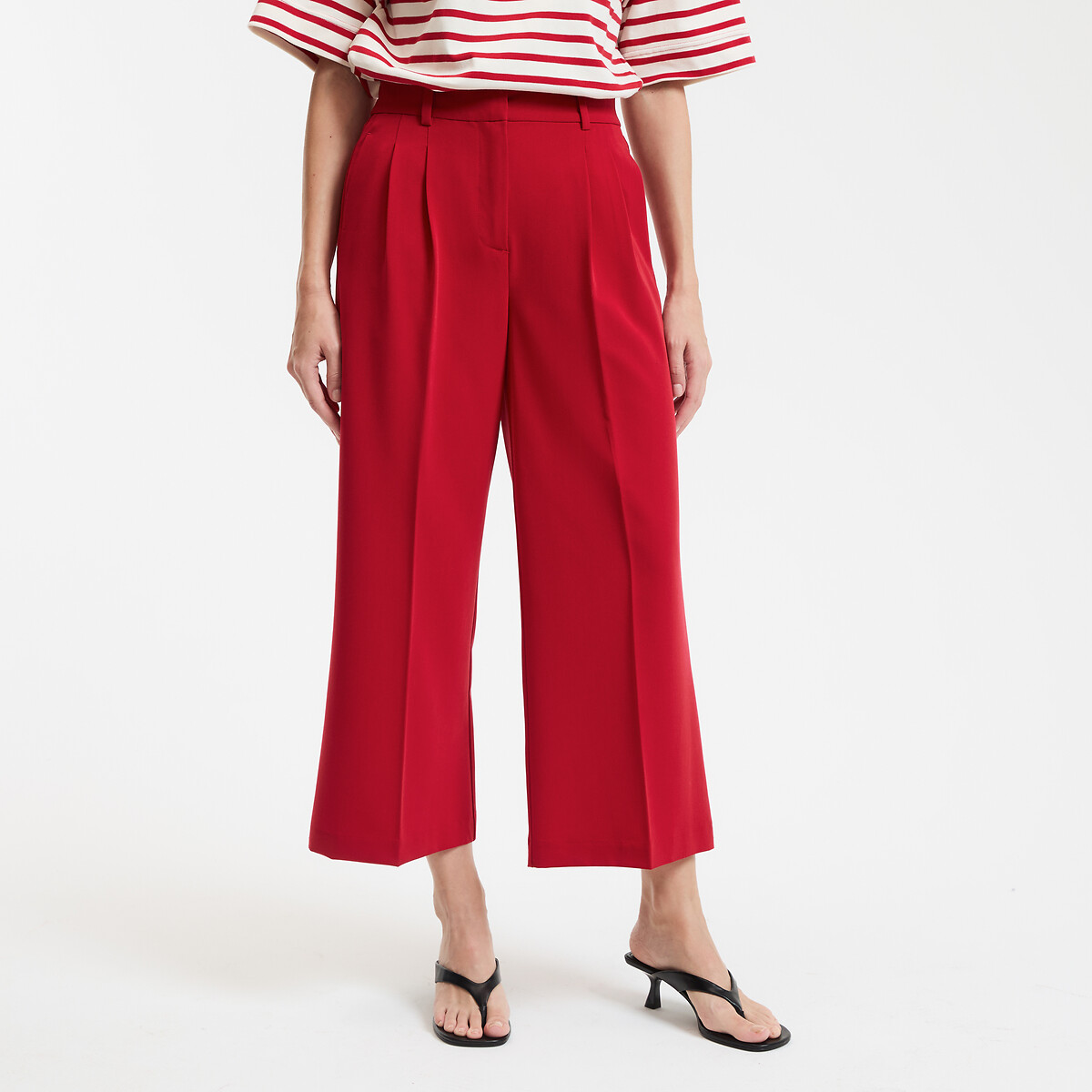 Pantalon raccourci, large à pinces