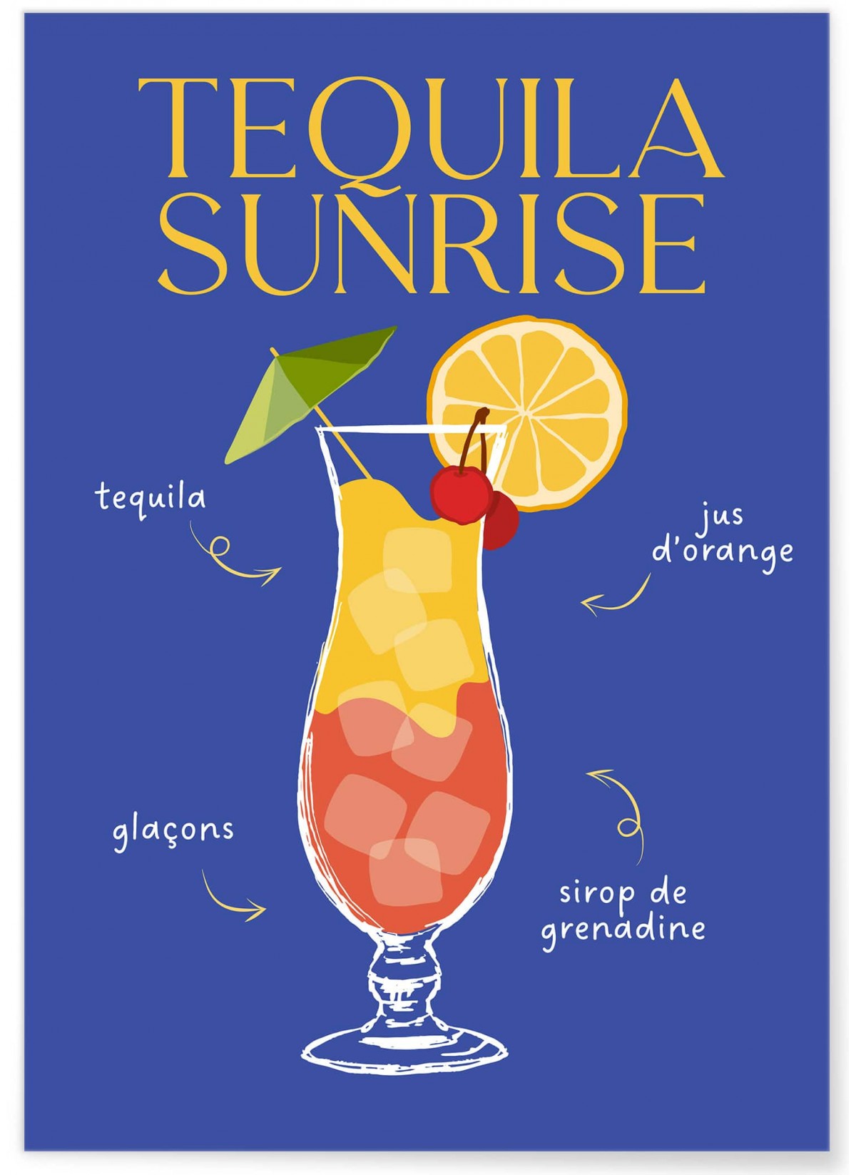 Affiche Cocktail Tequila Sunrise 2, L'AFFICHERIE