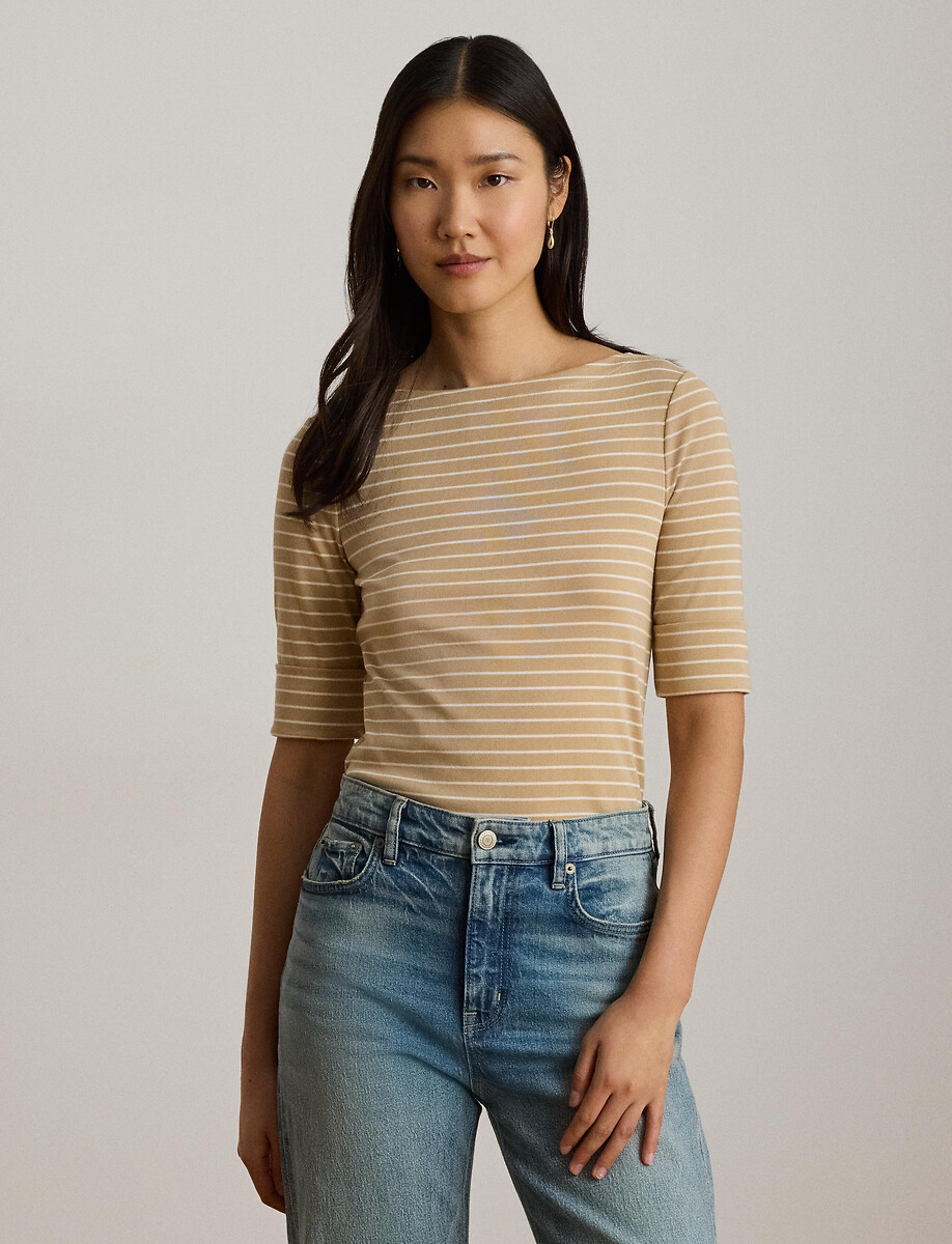 T-shirt met korte mouwen, boothals en strepen, LAUREN RALPH LAUREN