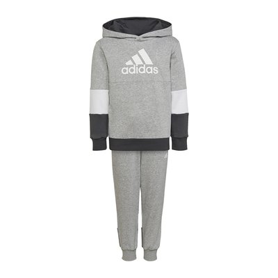 Colour Block Tracksuit with Logo Print in Cotton Mix adidas Performance