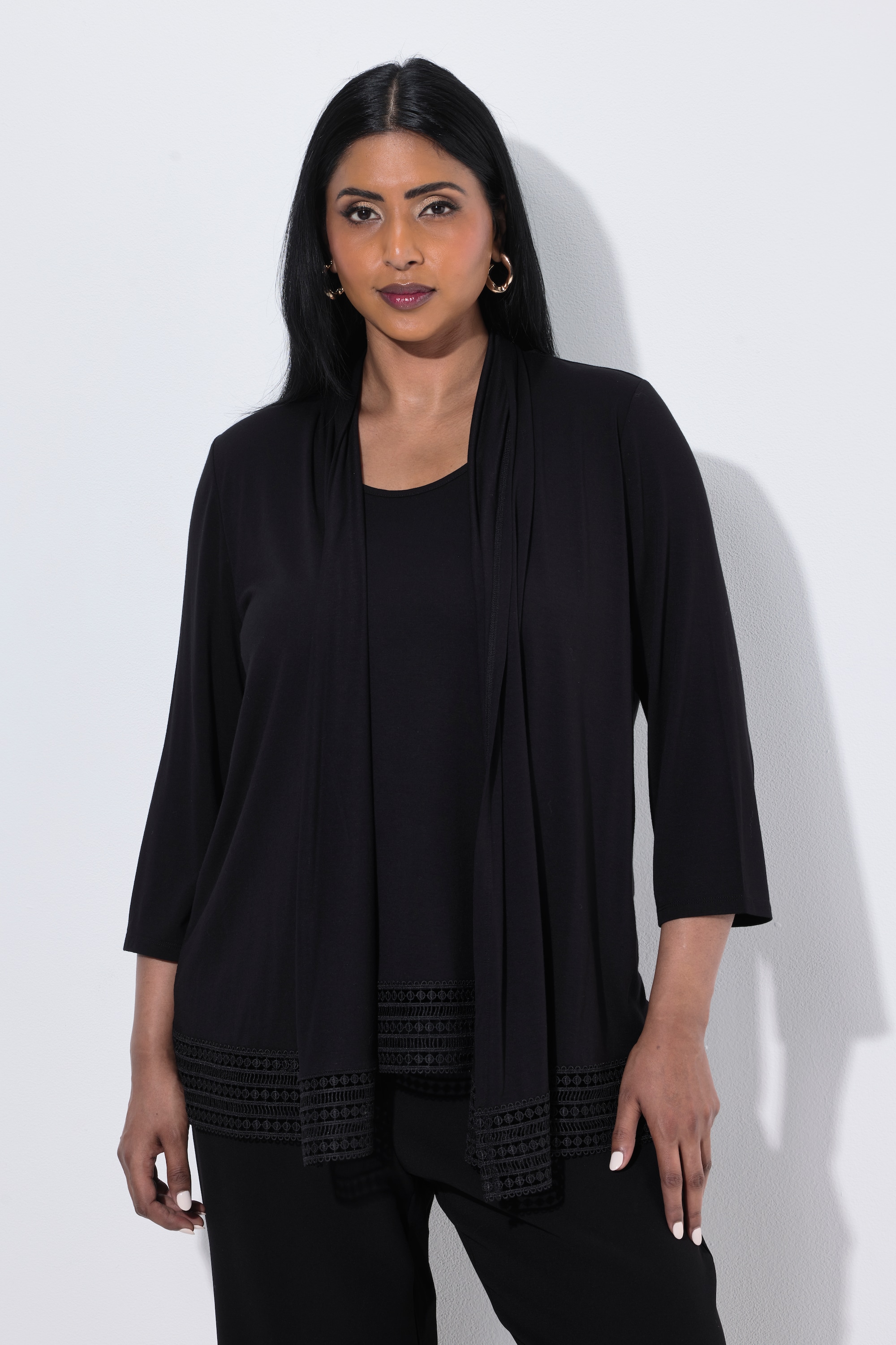 T-shirt 2-en-1, bordures en crochet, ULLA POPKEN