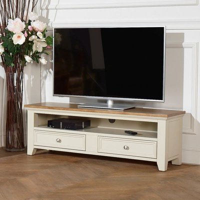 ARCHER - Meuble TV style bord de mer en bois, 1 niche, 2 tiroirs ROBIN DES BOIS