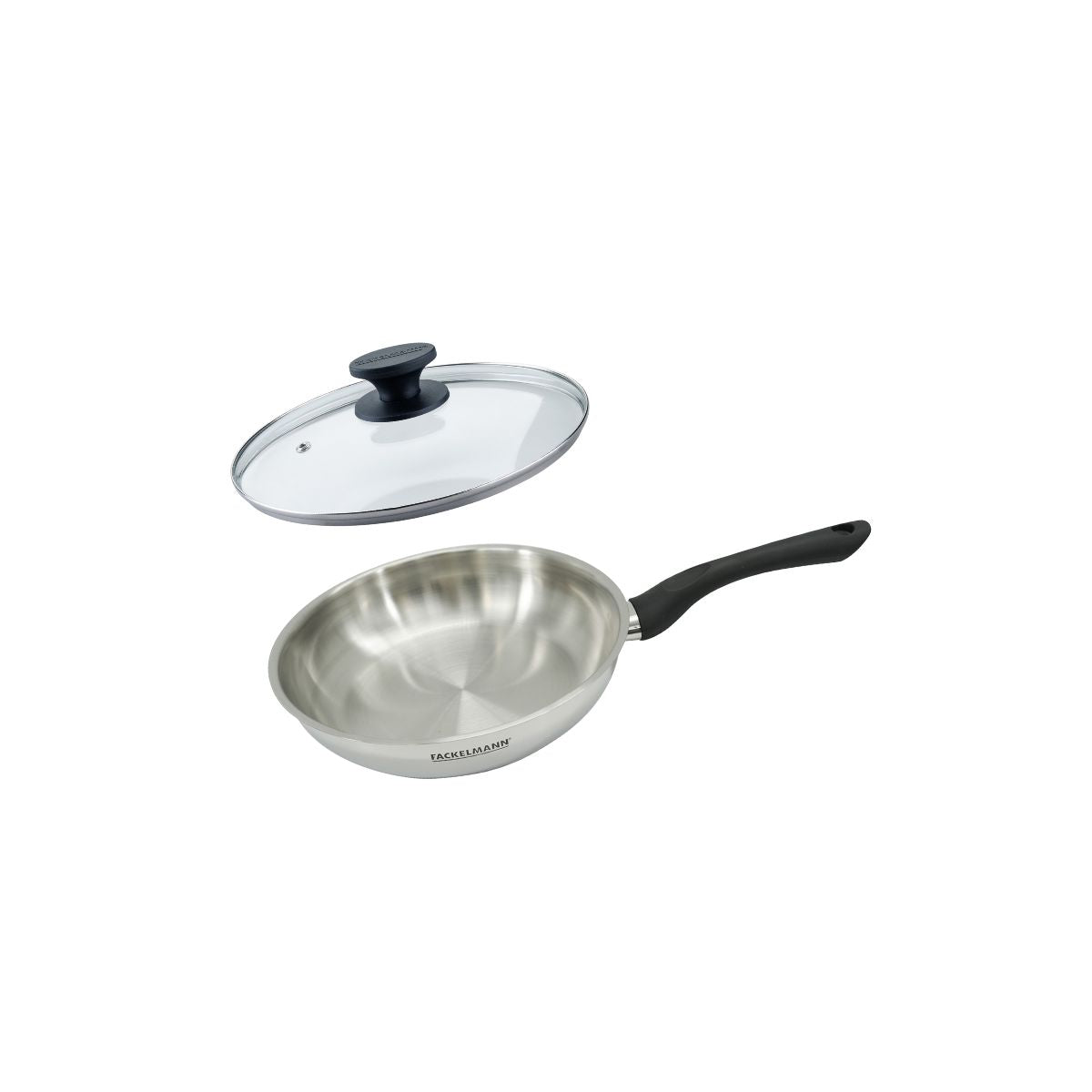 Set poêle 24 cm en inox et couvercle verre GENEVA, FACKELMANN