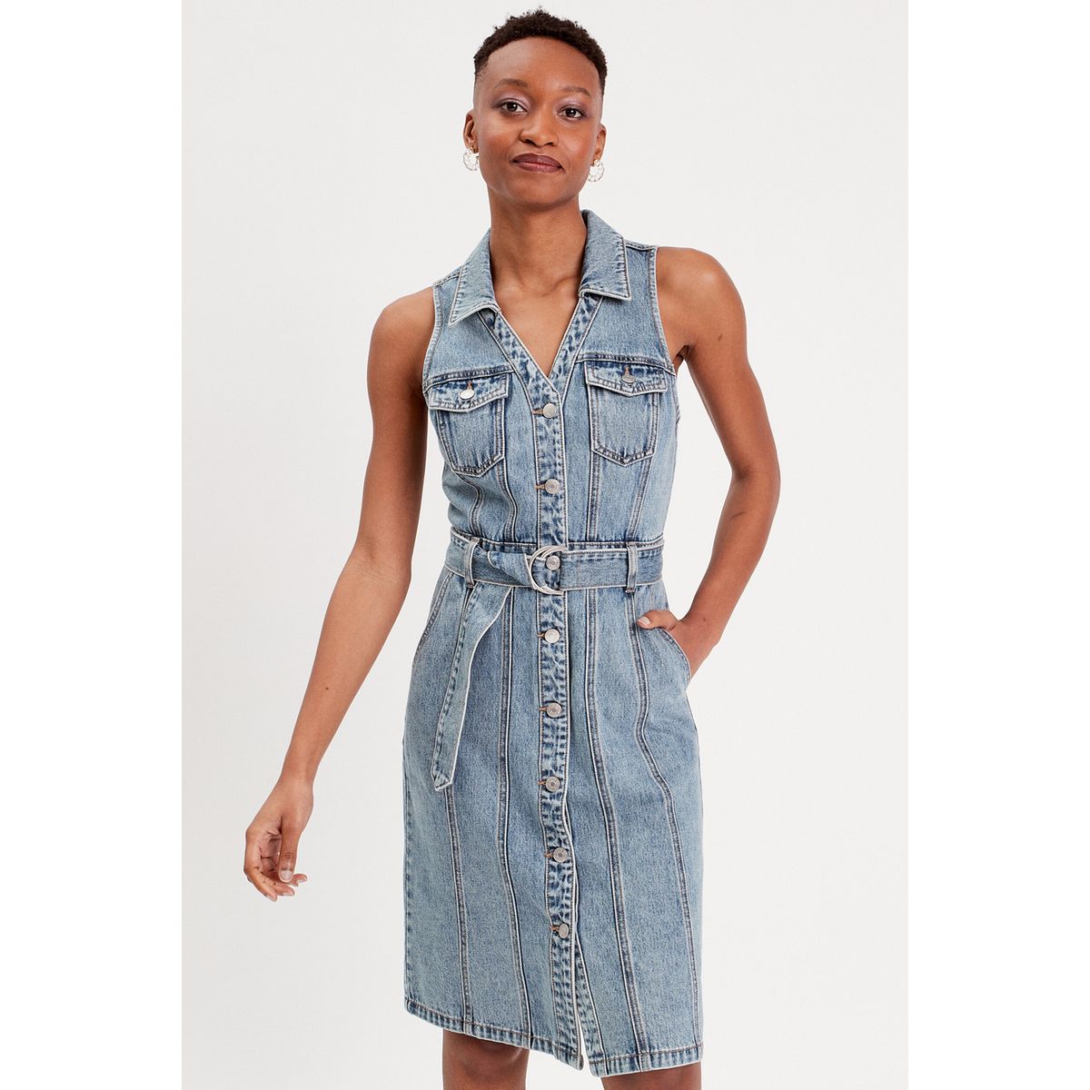 Robe droite en jean bleu gris Cache Cache La Redoute