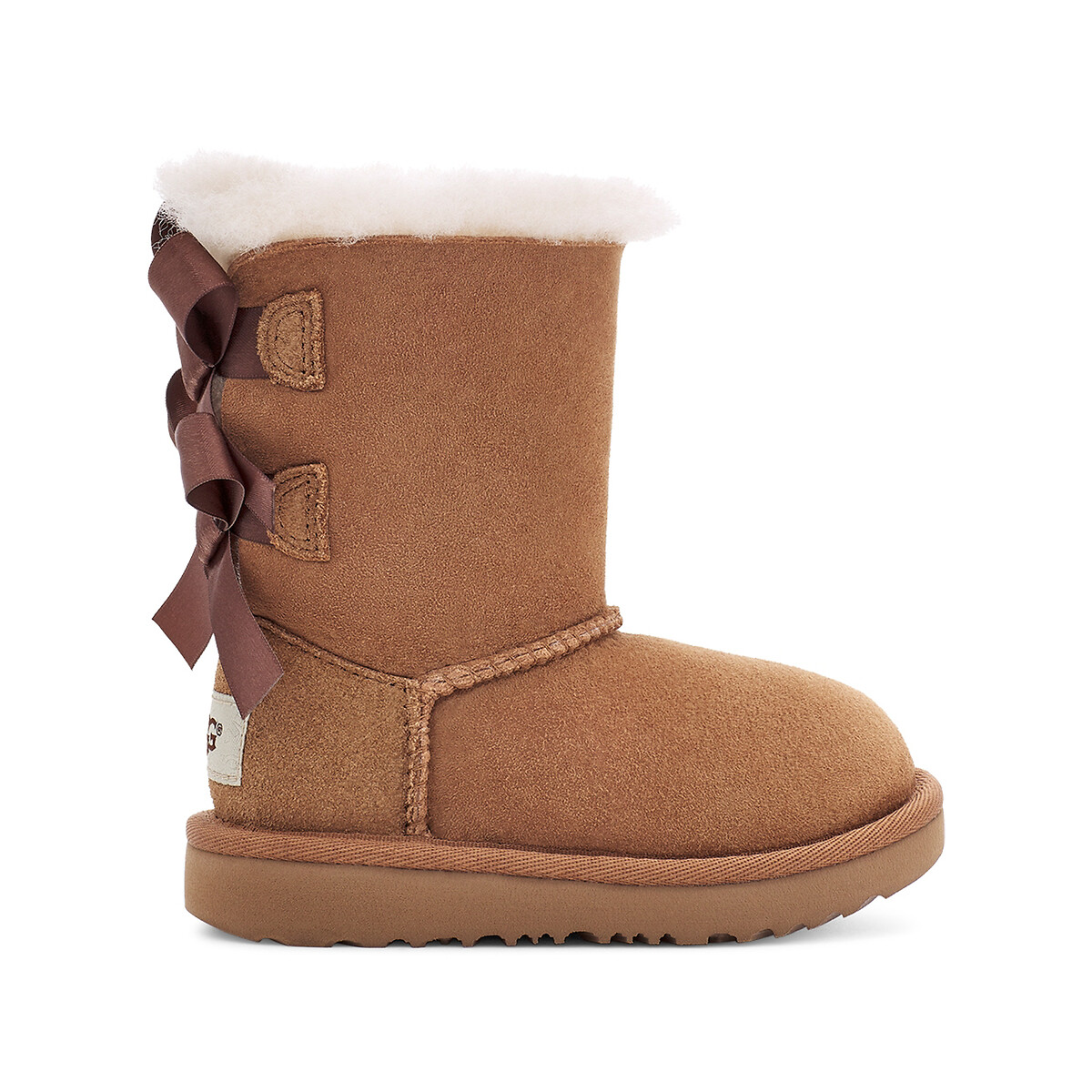 Image of Kids T Bailey Bow II Ankle Boots in Suede with Faux Fur Lining