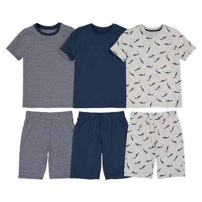 Pack of 3 Short Pyjamas in Shark Print Cotton LA REDOUTE COLLECTIONS